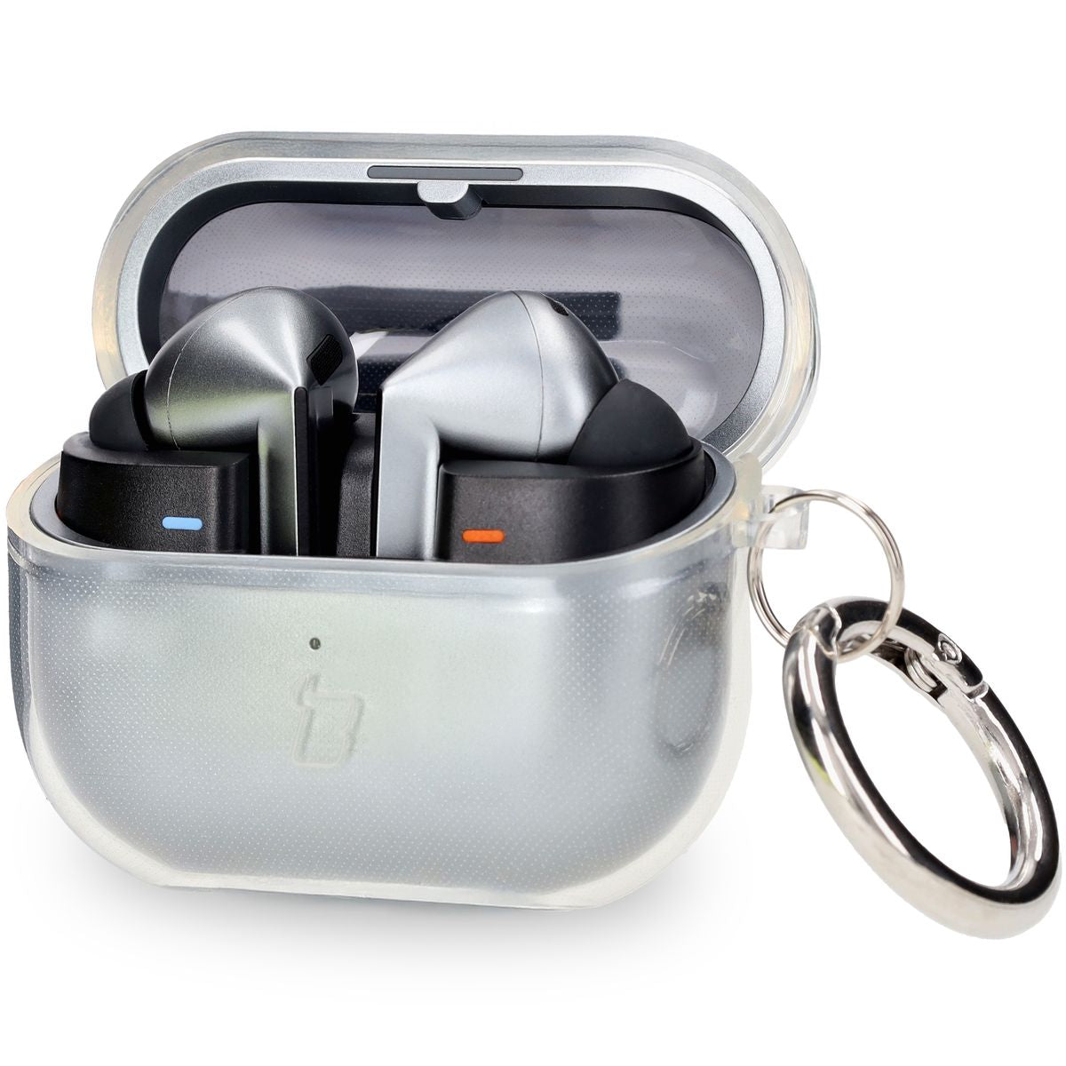 Elastische Hülle mit Karabiner für Galaxy Buds 3/3 Pro/3 FE, Bizon Case Headphone Clear, Transparent