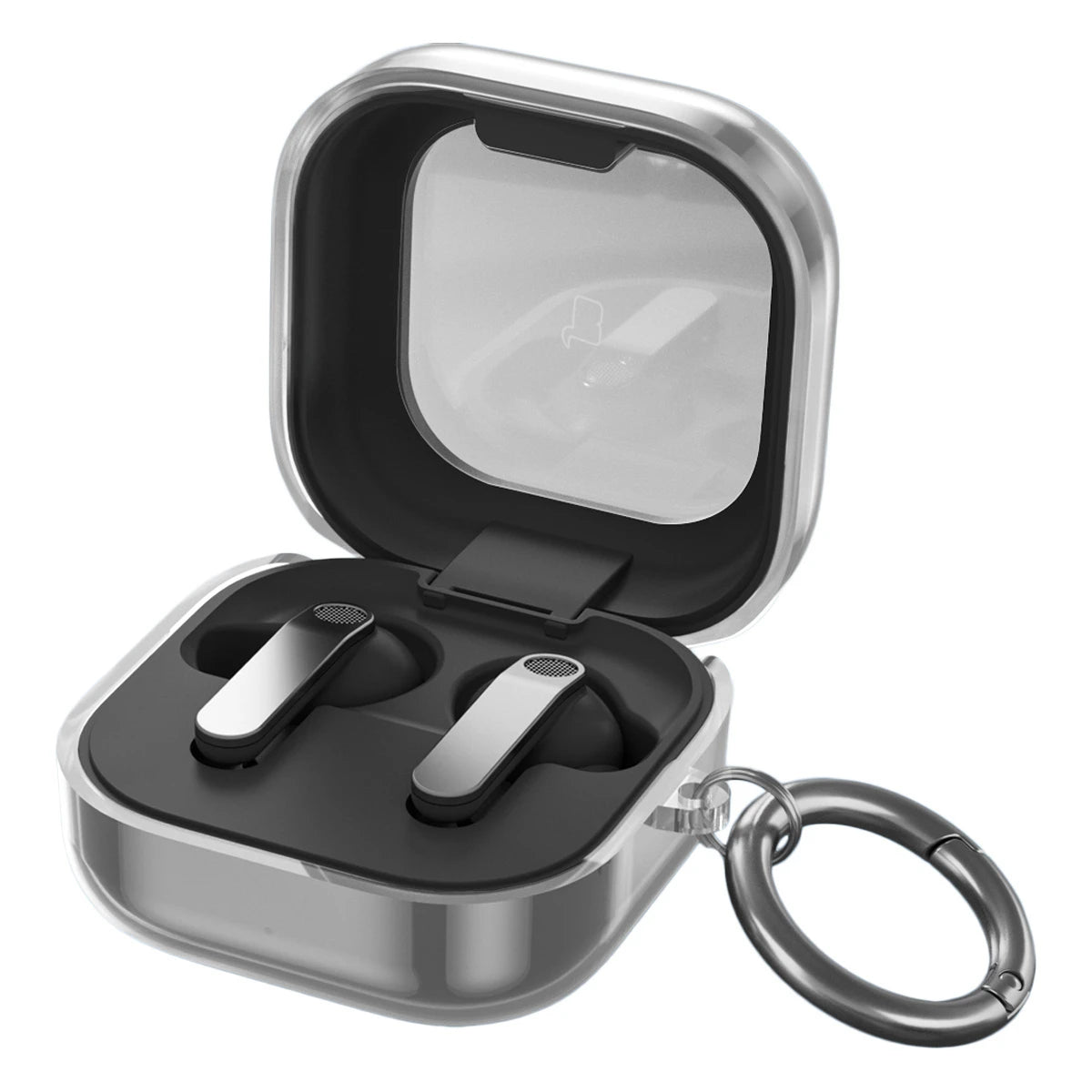 Elastische Hülle mit Karabiner für Galaxy Buds 4 / 4 Pro, Bizon Case Headphone Clear, Transparent