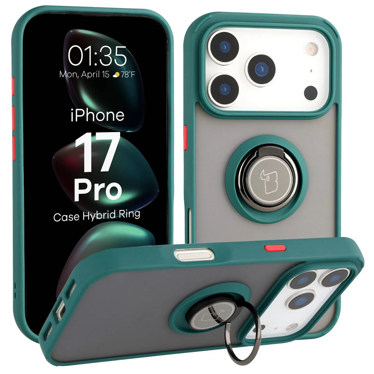 Handyhülle mit Fingergriff für iPhone 17 Pro, Bizon Case Hybrid Ring,