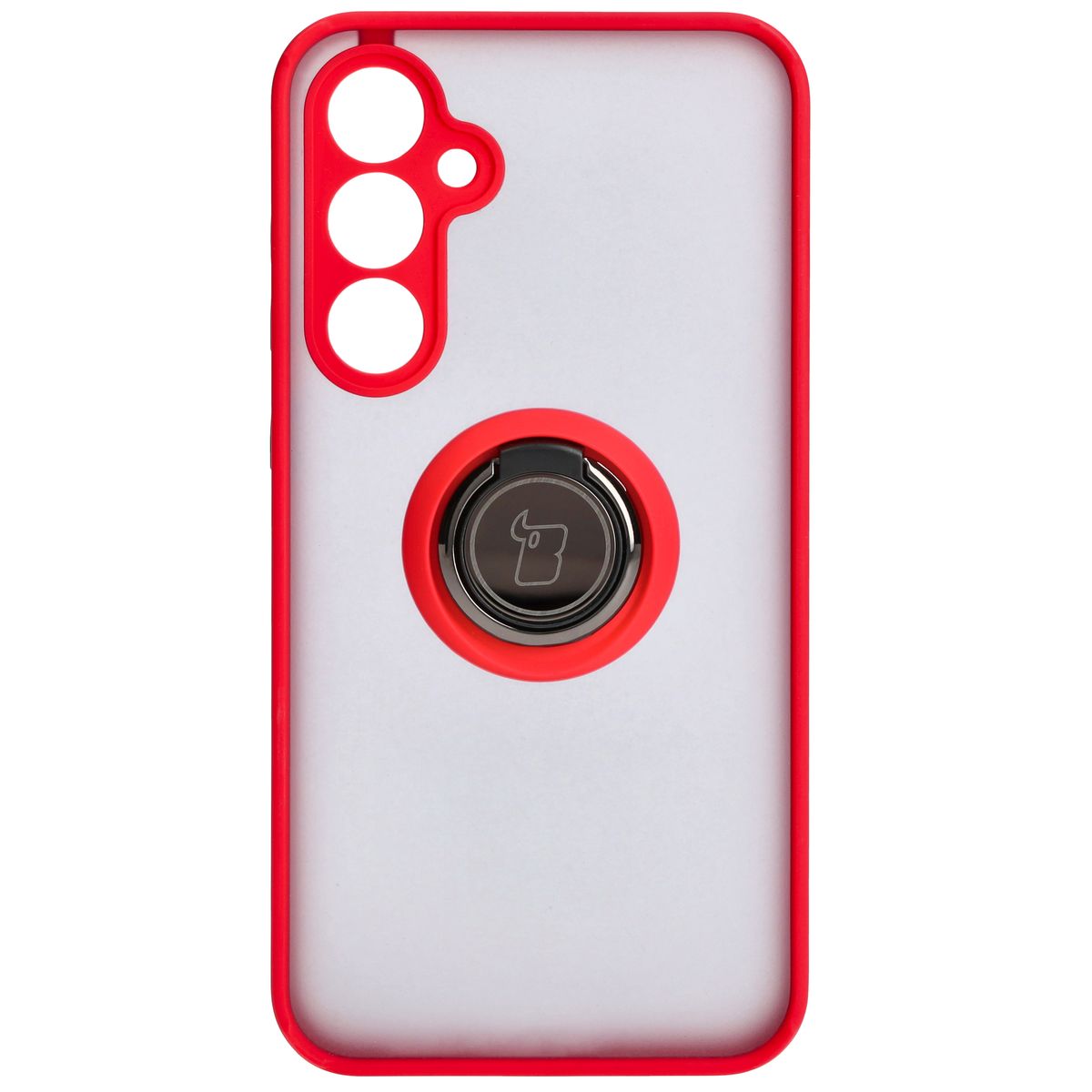 Handyhülle mit Fingergriff für Galaxy S23 FE, Bizon Case Hybrid Ring, getönt mit rotem Rahmen
