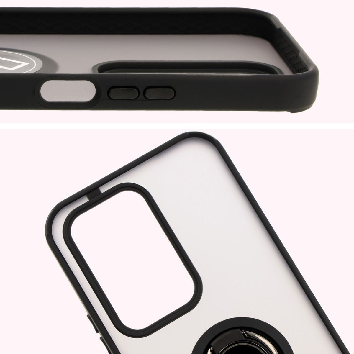 Handyhülle mit Fingergriff für Honor 200 Lite, Bizon Case Hybrid Ring, getönt mit schwarzem Rahmen
