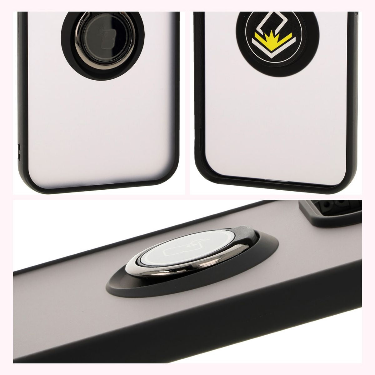 Handyhülle mit Fingergriff für Honor 200 Lite, Bizon Case Hybrid Ring, getönt mit schwarzem Rahmen