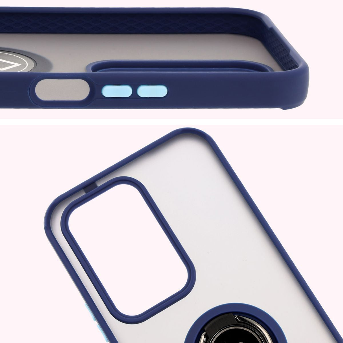 Handyhülle mit Fingergriff für Honor 200 Lite, Bizon Case Hybrid Ring, getönt mit dunkelblauem Rahmen