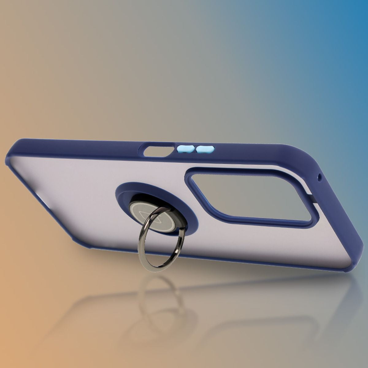 Handyhülle mit Fingergriff für Honor 200 Lite, Bizon Case Hybrid Ring, getönt mit dunkelblauem Rahmen