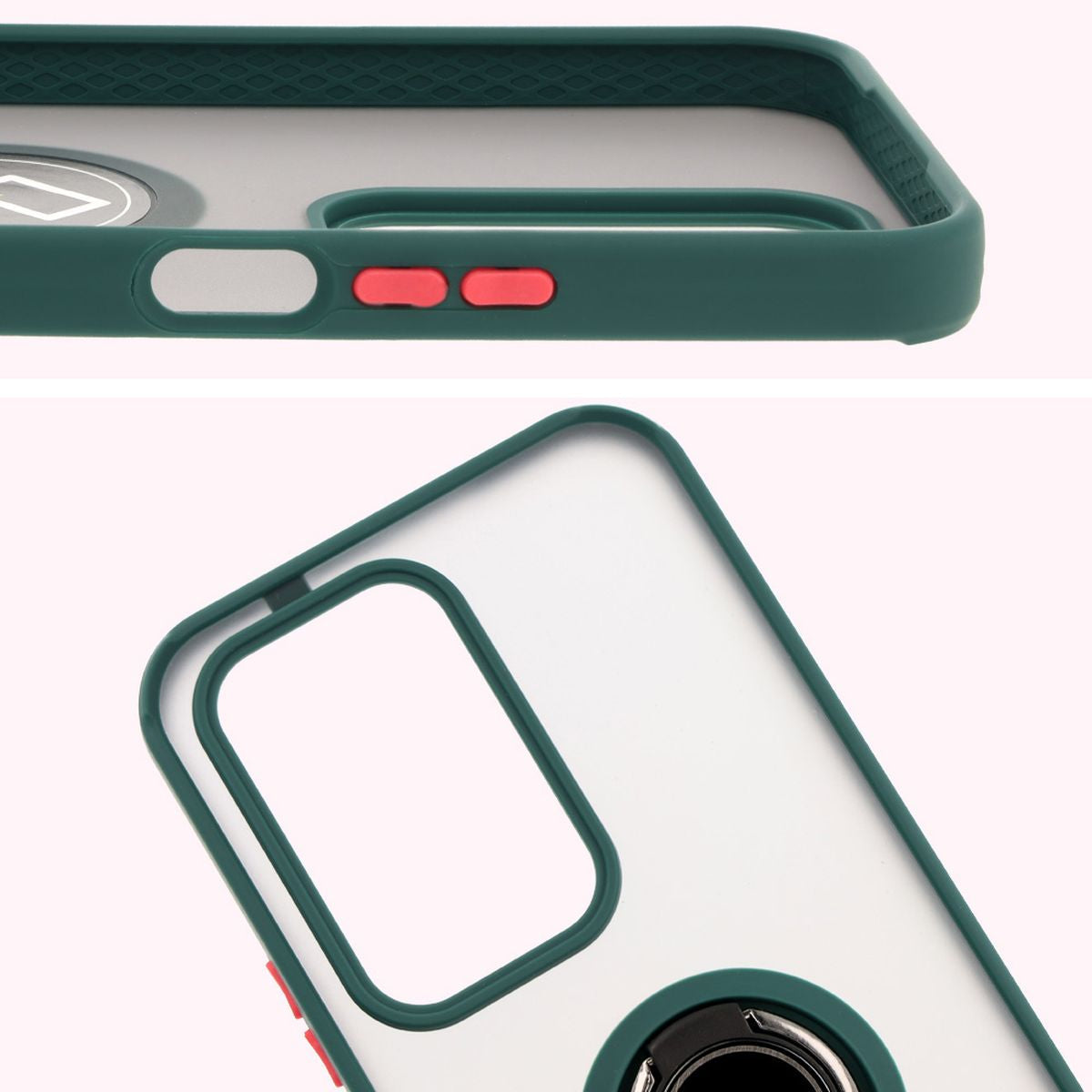 Handyhülle mit Fingergriff für Honor 200 Lite, Bizon Case Hybrid Ring, getönt mit dunkelgrünem Rahmen