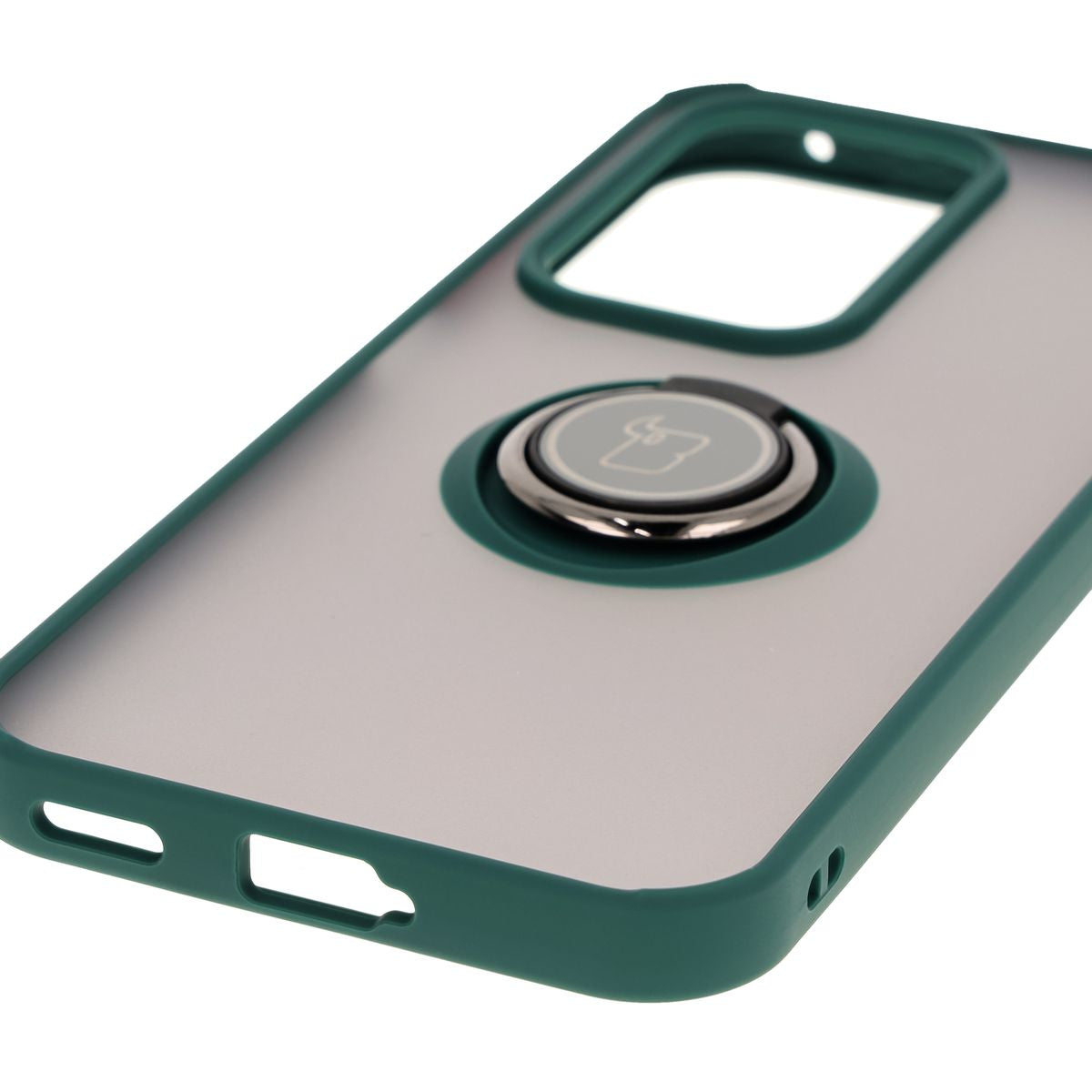 Handyhülle mit Fingergriff für Honor 200 Lite, Bizon Case Hybrid Ring, getönt mit dunkelgrünem Rahmen