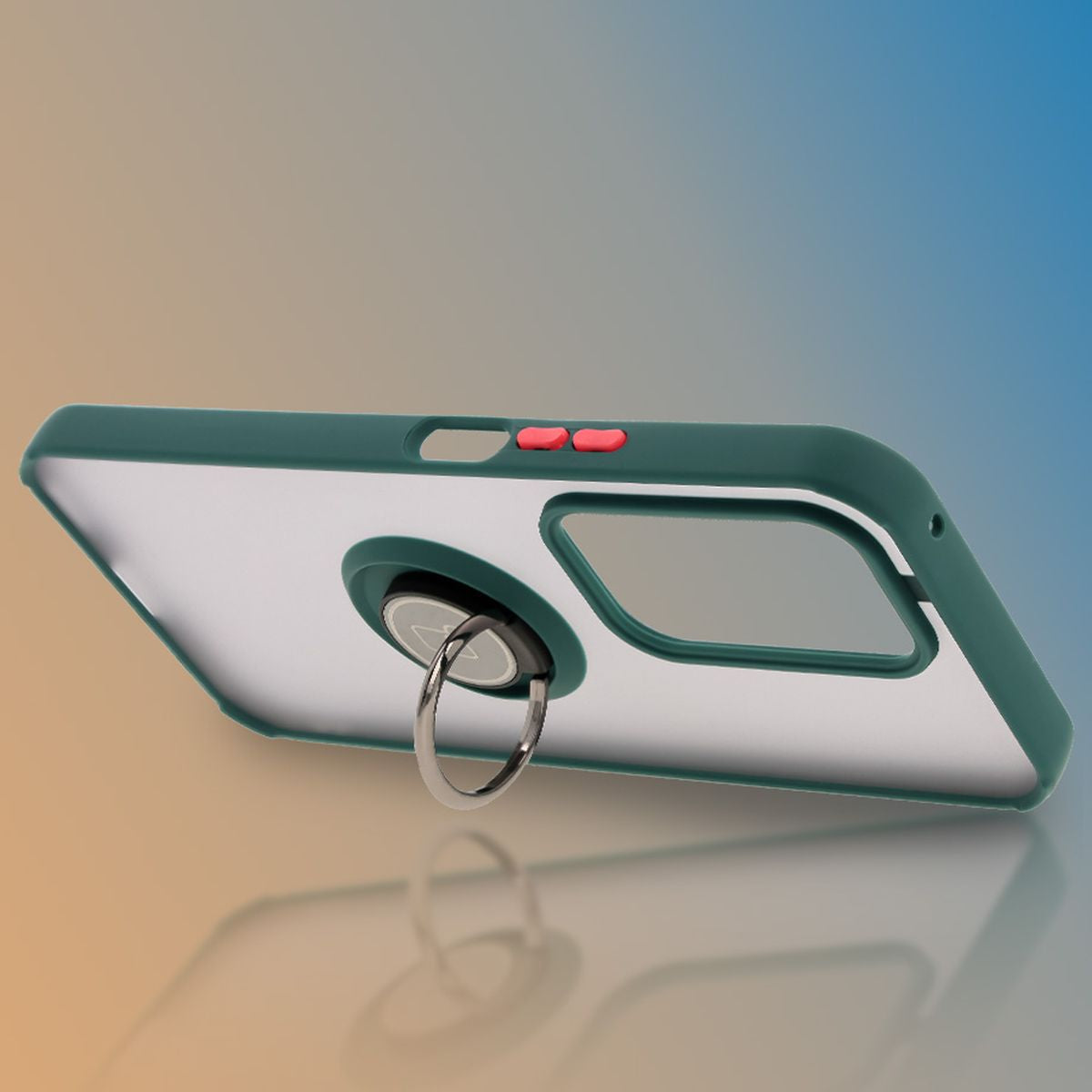 Handyhülle mit Fingergriff für Honor 200 Lite, Bizon Case Hybrid Ring, getönt mit dunkelgrünem Rahmen