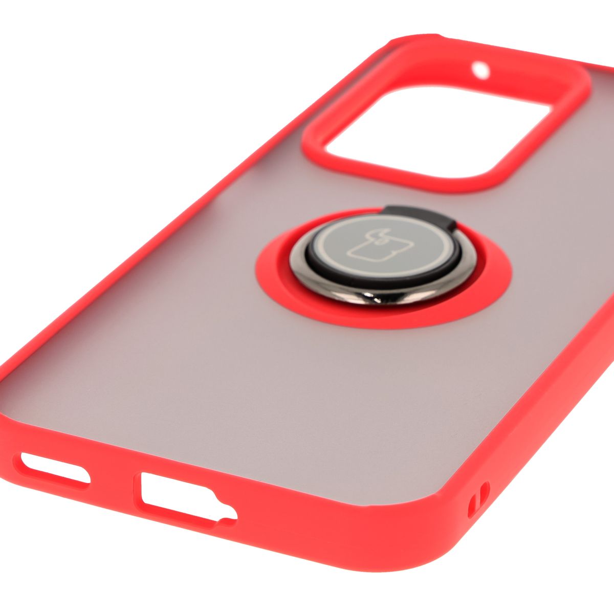 Handyhülle mit Fingergriff für Honor 200 Lite, Bizon Case Hybrid Ring, getönt mit rotem Rahmen