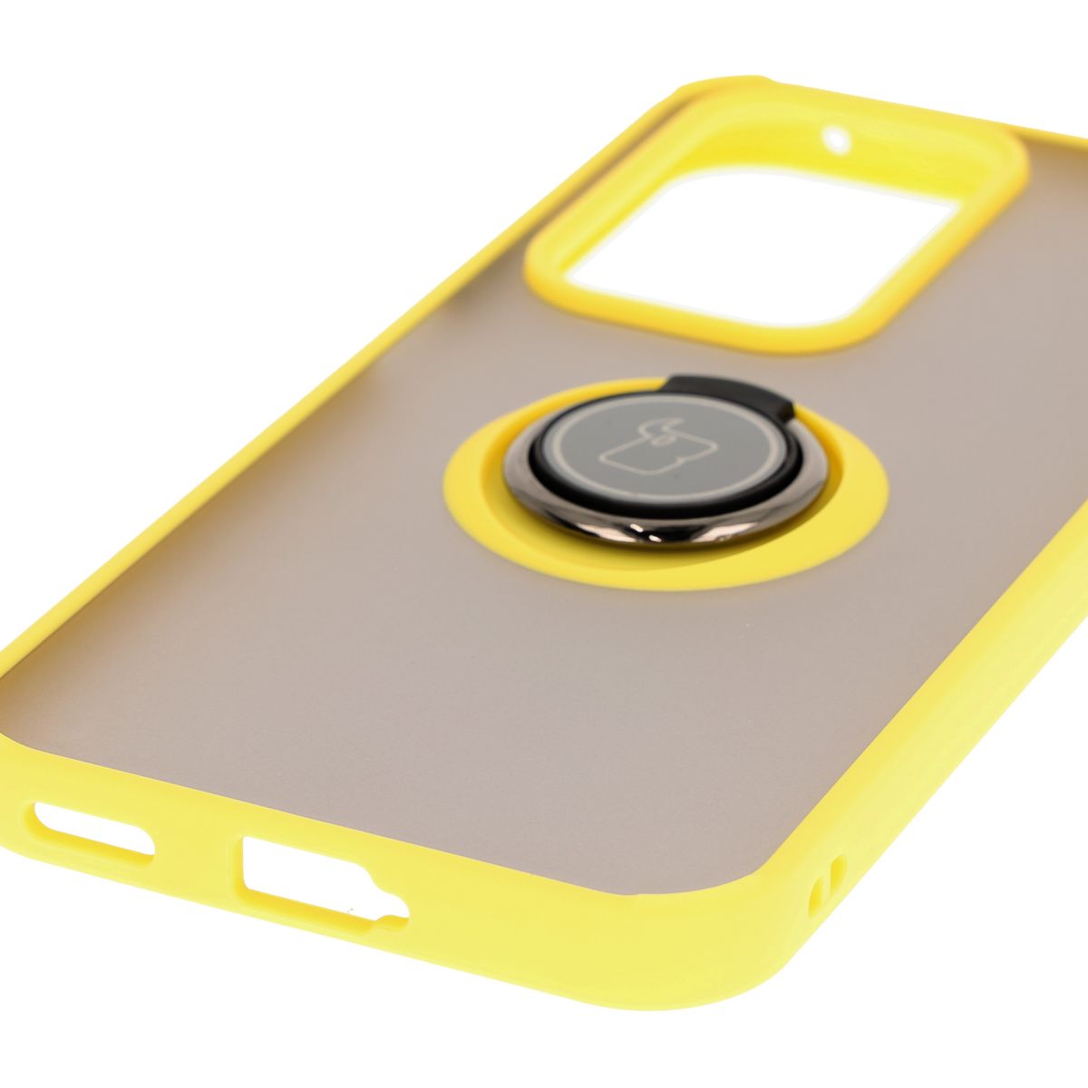 Handyhülle mit Fingergriff für Honor 200 Lite, Bizon Case Hybrid Ring, getönt mit gelbem Rahmen