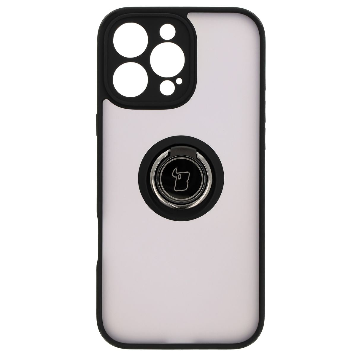 Handyhülle mit Fingergriff für iPhone 16 Pro Max, Bizon Case Hybrid Ring, getönt mit schwarzem Rahmen