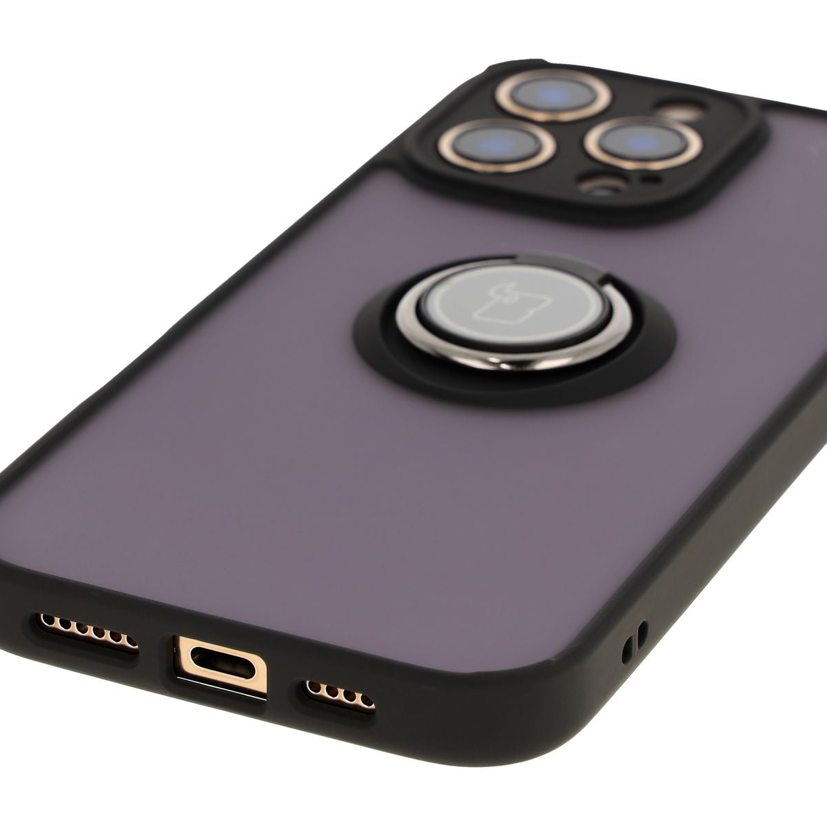 Handyhülle mit Fingergriff für iPhone 16 Pro Max, Bizon Case Hybrid Ring, getönt mit schwarzem Rahmen