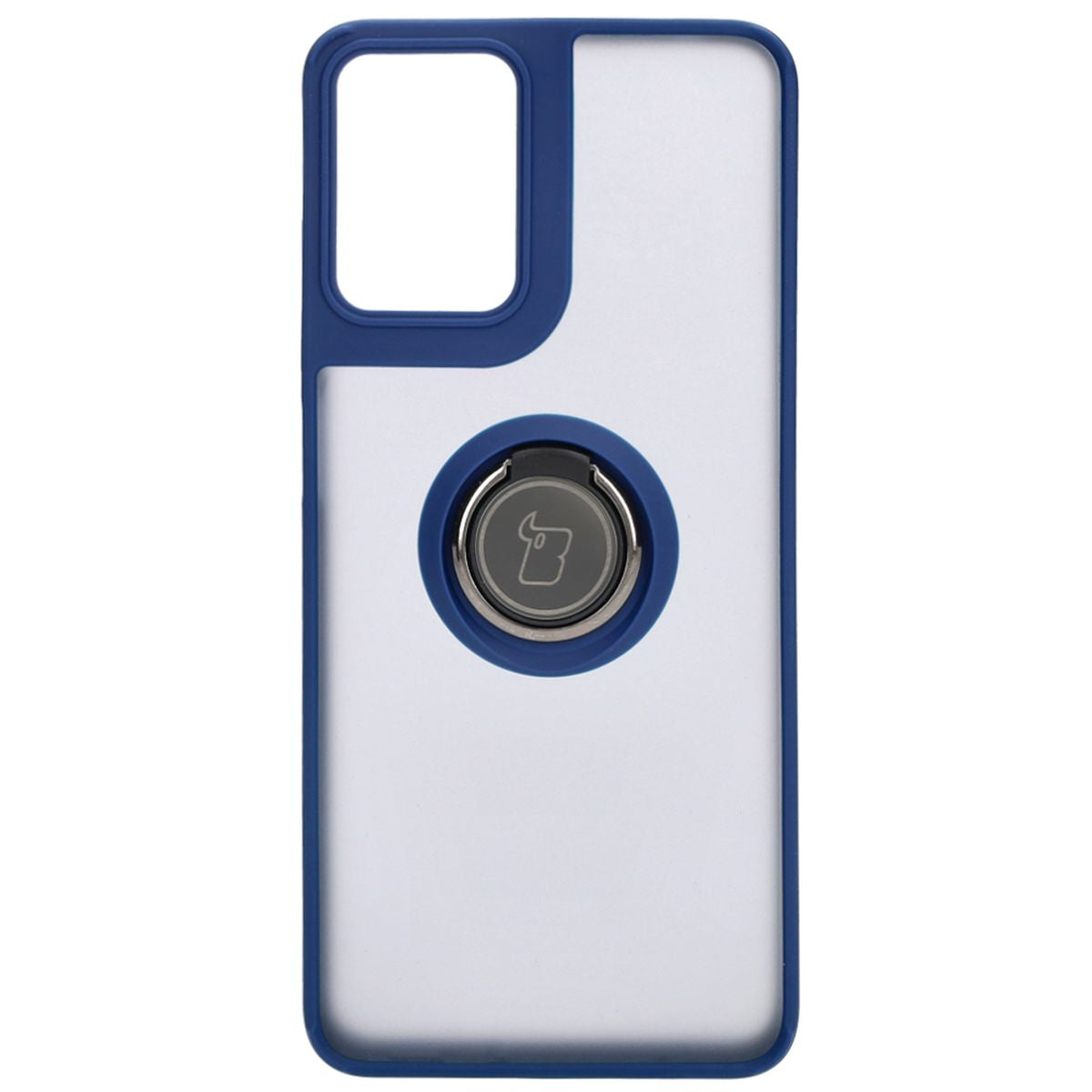 Handyhülle mit Fingergriff für Motorola Moto G04 / G24 / G24 Power, Bizon Case Hybrid Ring, getönt mit dunkelblauem Rahmen