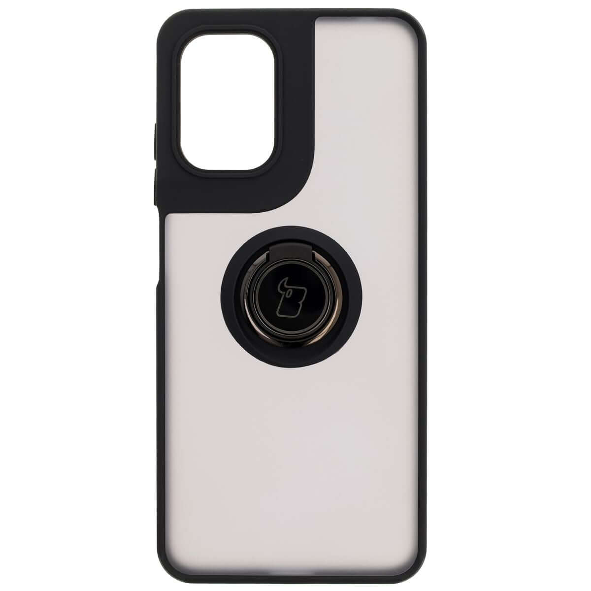 Handyhülle mit Fingergriff für Motorola Moto G05 / E15, Bizon Case Hybrid Ring, getönt mit schwarzem Rahmen