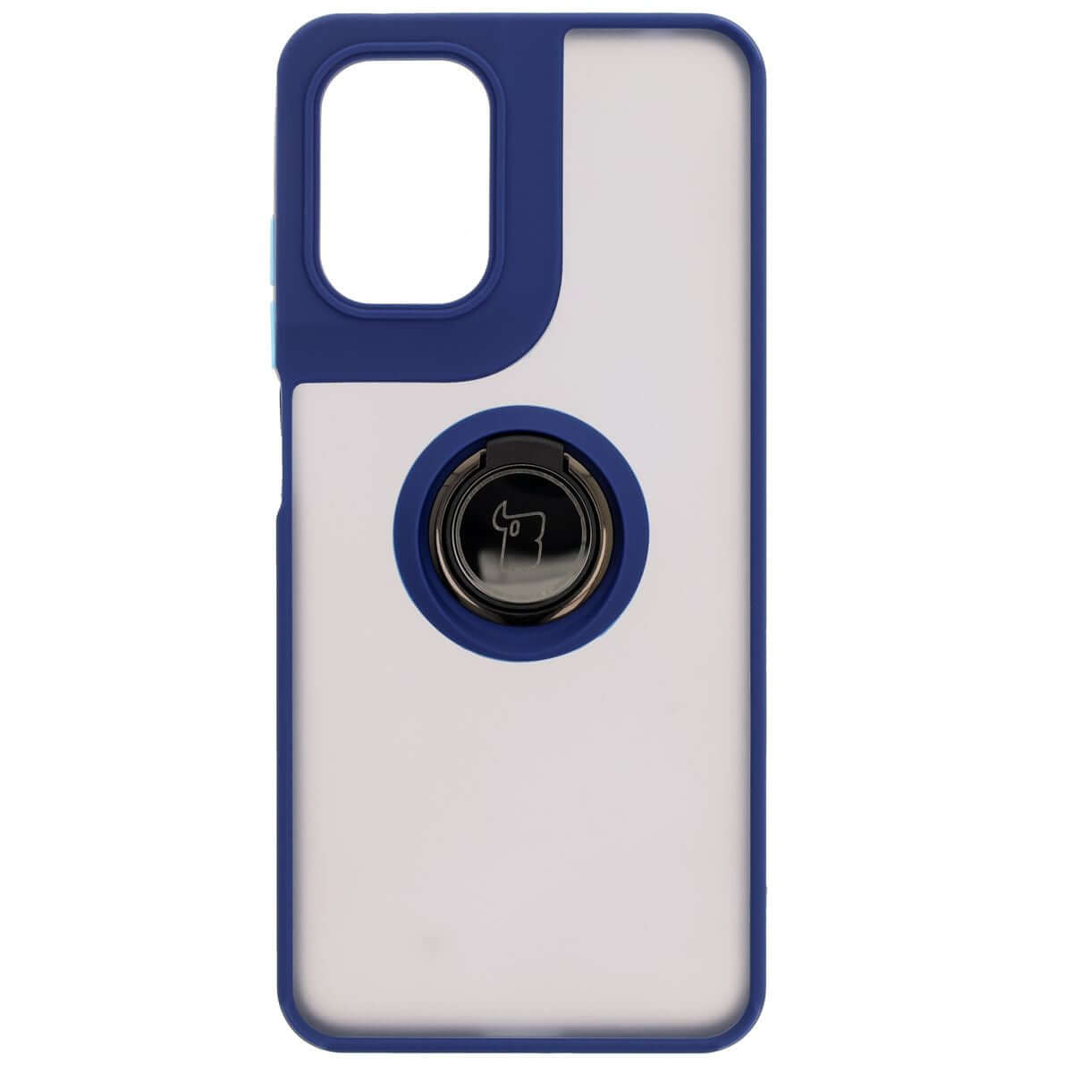 Handyhülle mit Fingergriff für Motorola Moto G05 / E15, Bizon Case Hybrid Ring, getönt mit dunkelblauem Rahmen