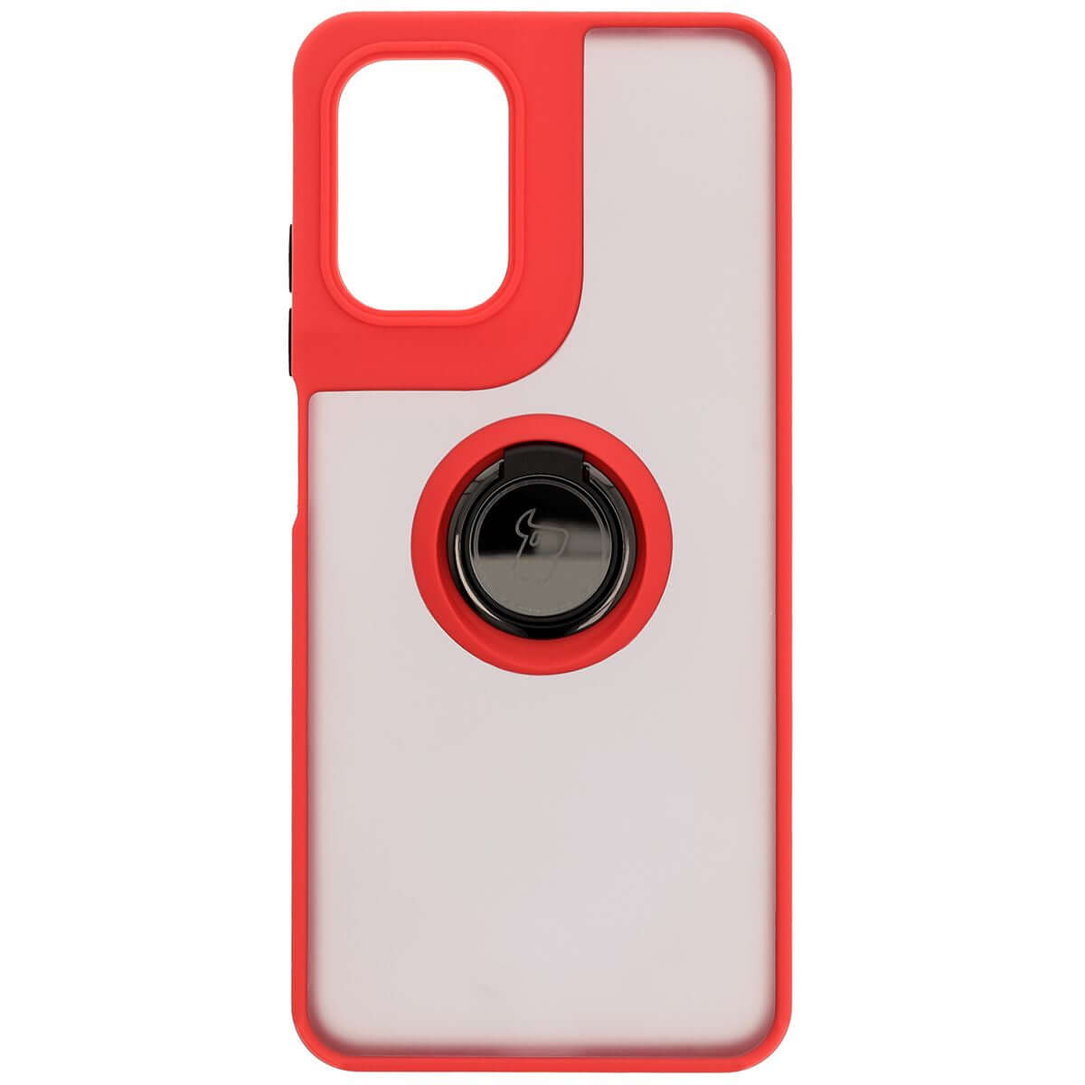 Handyhülle mit Fingergriff für Motorola Moto G05 / E15, Bizon Case Hybrid Ring, getönt mit rotem Rahmen