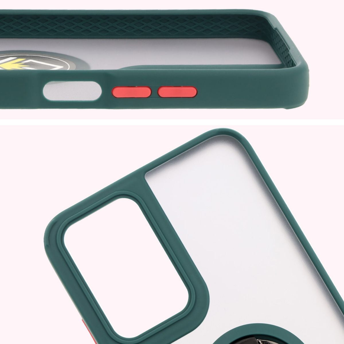 Handyhülle mit Fingergriff für Motorola Moto G35 5G, Bizon Case Hybrid Ring, getönt mit dunkelgrünem Rahmen