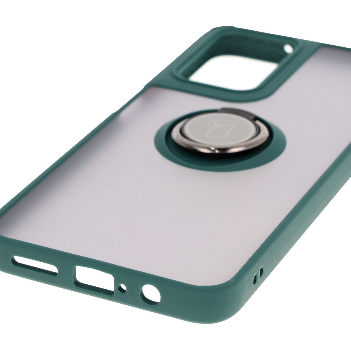 Handyhülle mit Fingergriff für Motorola Moto G35 5G, Bizon Case Hybrid Ring, getönt mit dunkelgrünem Rahmen