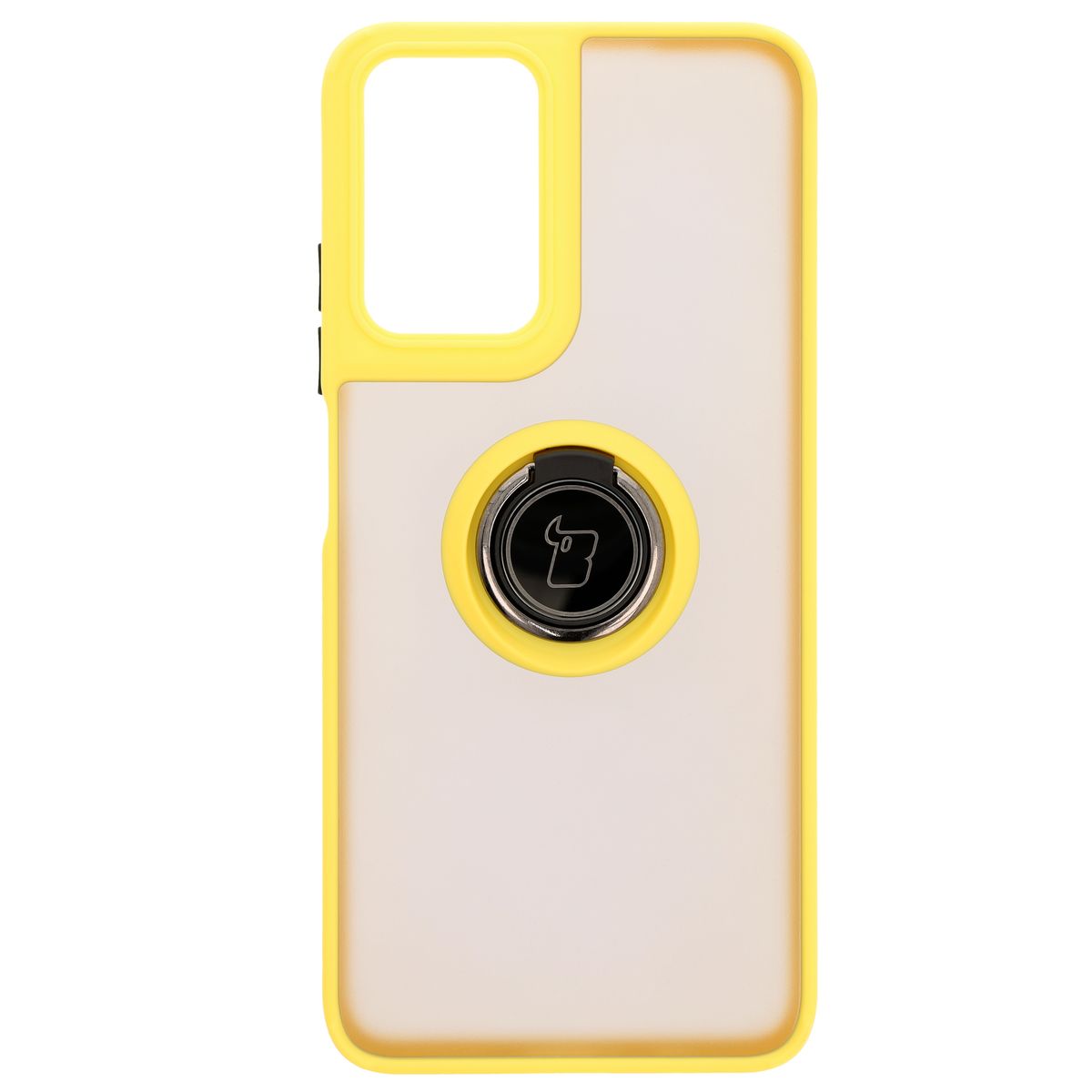 Handyhülle mit Fingergriff für Motorola Moto G35 5G, Bizon Case Hybrid Ring, getönt mit gelbem Rahmen