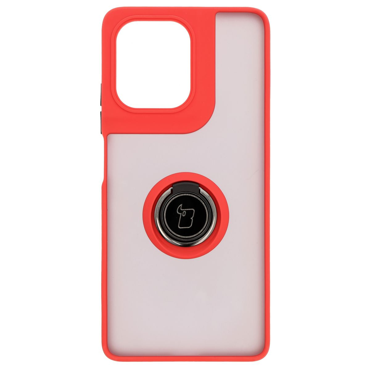 Handyhülle mit Fingergriff für Motorola Moto G75 5G, Bizon Case Hybrid Ring, getönt mit rotem Rahmen