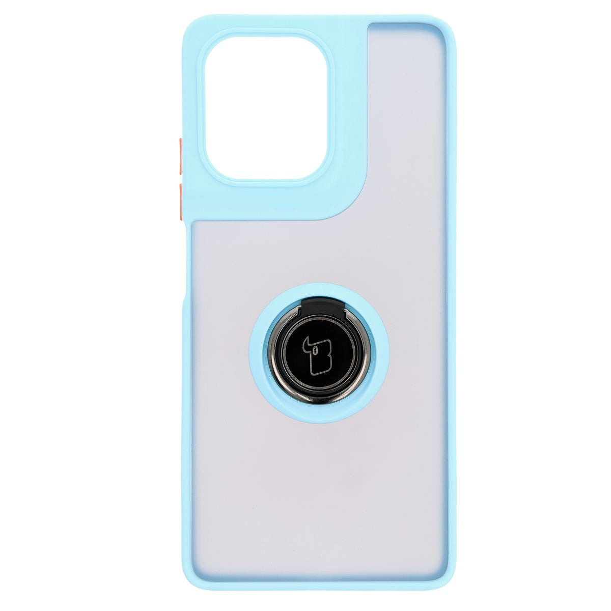 Handyhülle mit Fingergriff für Motorola Moto G75 5G, Bizon Case Hybrid Ring, getönt mit hellblauem Rahmen