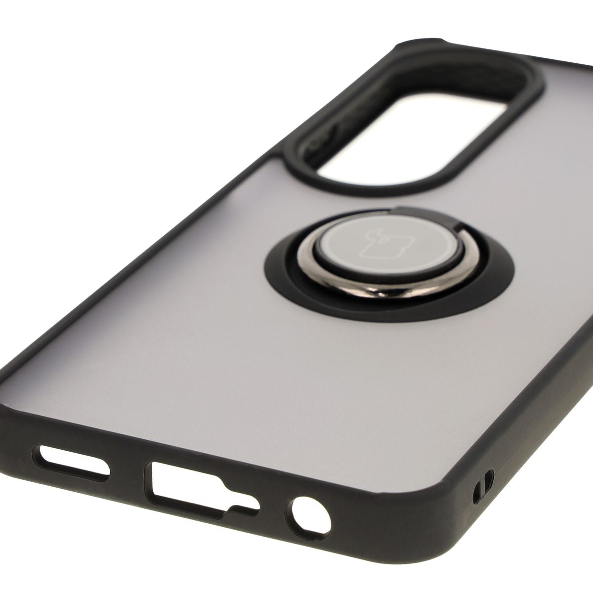 Handyhülle mit Fingergriff für Oppo A60 4G, Bizon Case Hybrid Ring, getönt mit schwarzem Rahmen