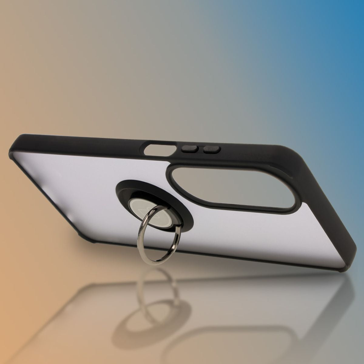 Handyhülle mit Fingergriff für Oppo A60 4G, Bizon Case Hybrid Ring, getönt mit schwarzem Rahmen