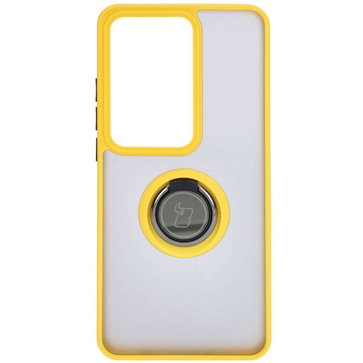 Handyhülle mit Fingergriff für Oppo Reno11 F 5G, Bizon Case Hybrid Ring, getönt mit gelbem Rahmen