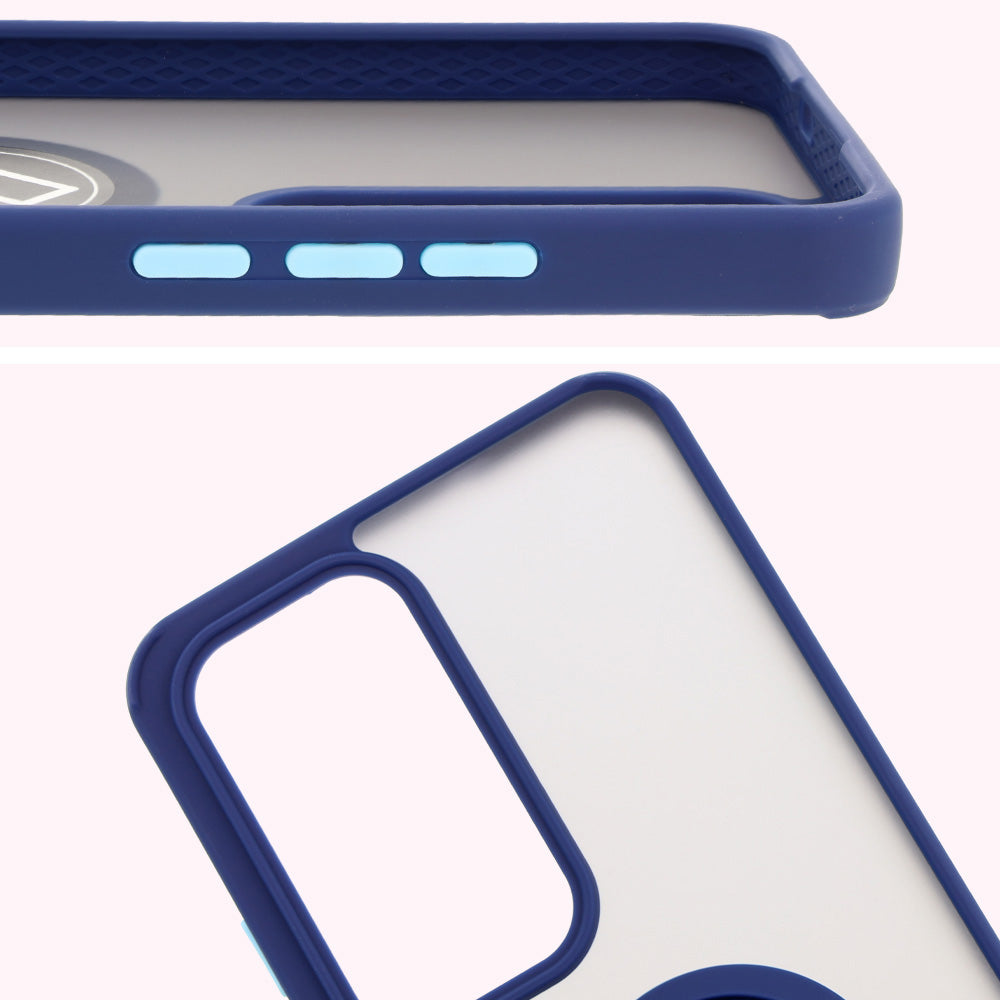 Handyhülle mit Fingergriff für Oppo Reno 12 Pro, Bizon Case Hybrid Ring, getönt mit dunkelblauem Rahmen