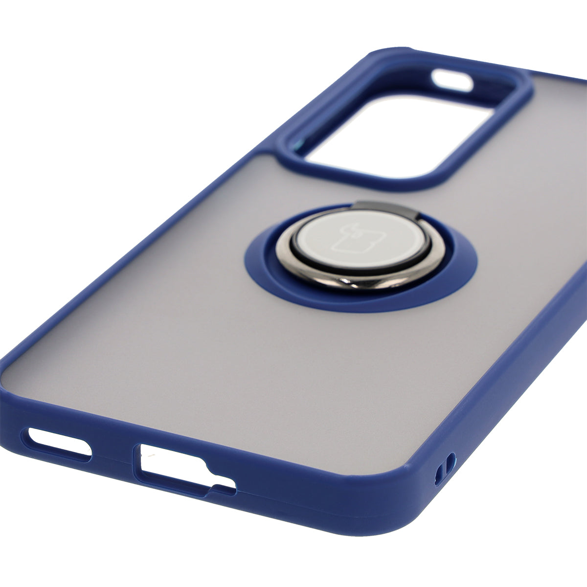 Handyhülle mit Fingergriff für Oppo Reno 12 Pro, Bizon Case Hybrid Ring, getönt mit dunkelblauem Rahmen