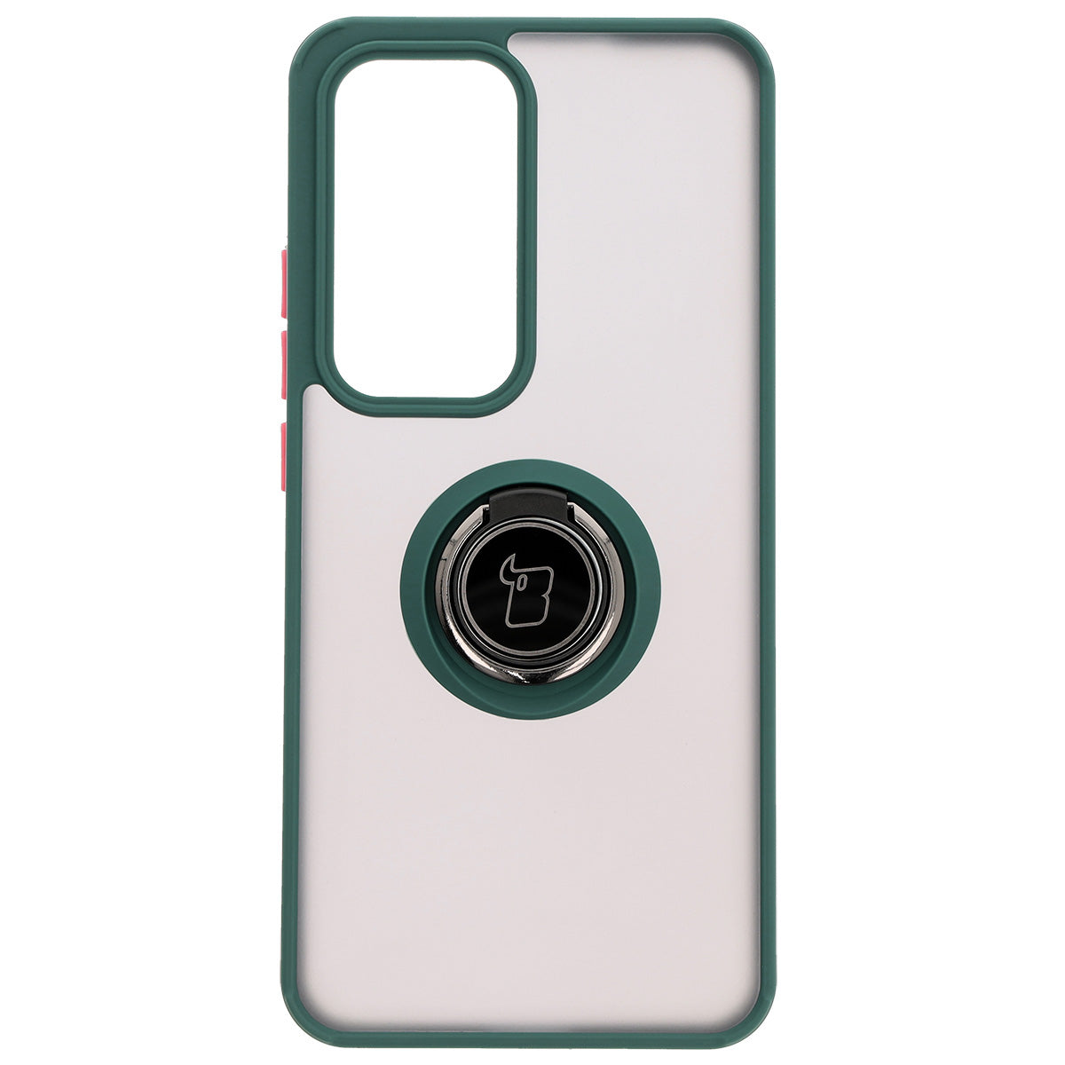 Handyhülle mit Fingergriff für Oppo Reno 12 Pro, Bizon Case Hybrid Ring, getönt mit dunkelgrünem Rahmen