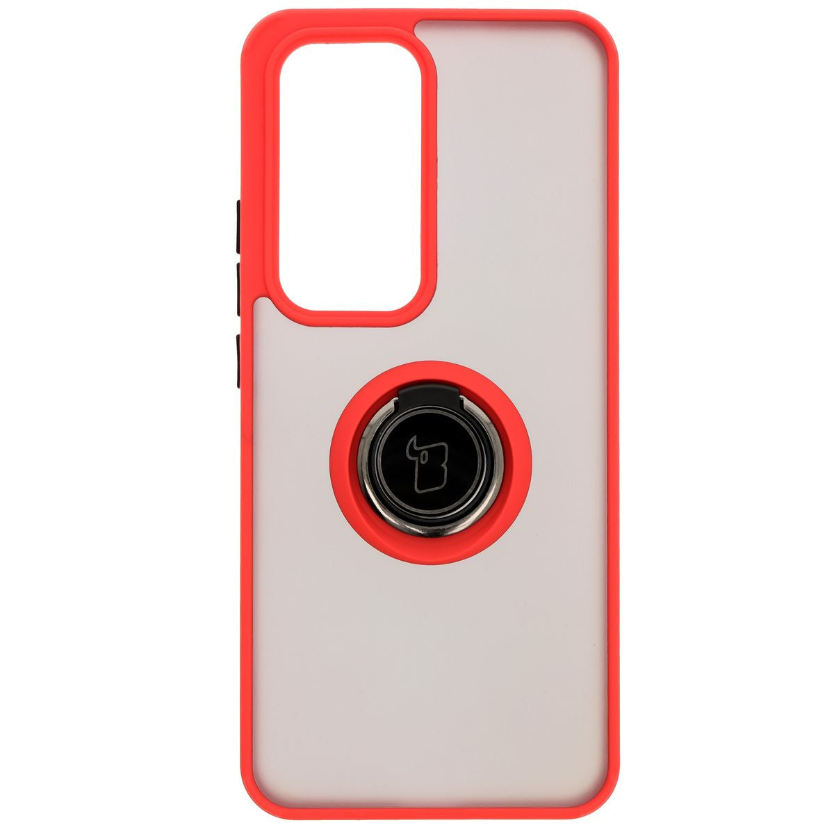Handyhülle mit Fingergriff für Oppo Reno 12, Bizon Case Hybrid Ring, getönt mit rotem Rahmen