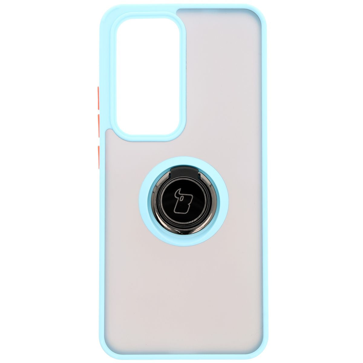 Handyhülle mit Fingergriff für Oppo Reno 12, Bizon Case Hybrid Ring, getönt mit hellblauem Rahmen