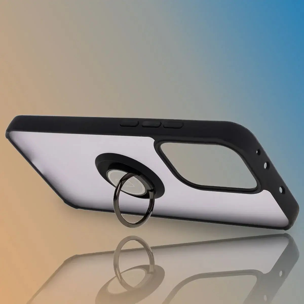 Handyhülle mit Fingergriff für Oppo Reno13, Bizon Case Hybrid Ring, getönt mit schwarzem Rahmen