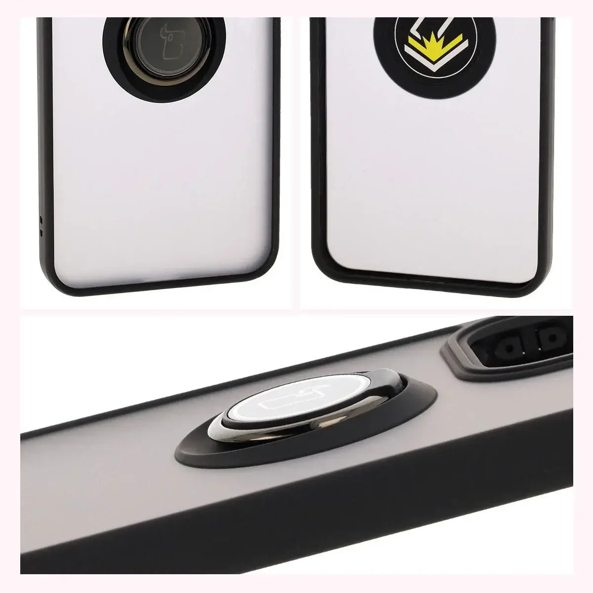 Handyhülle mit Fingergriff für Oppo Reno13 Pro, Bizon Case Hybrid Ring, getönt mit schwarzem Rahmen
