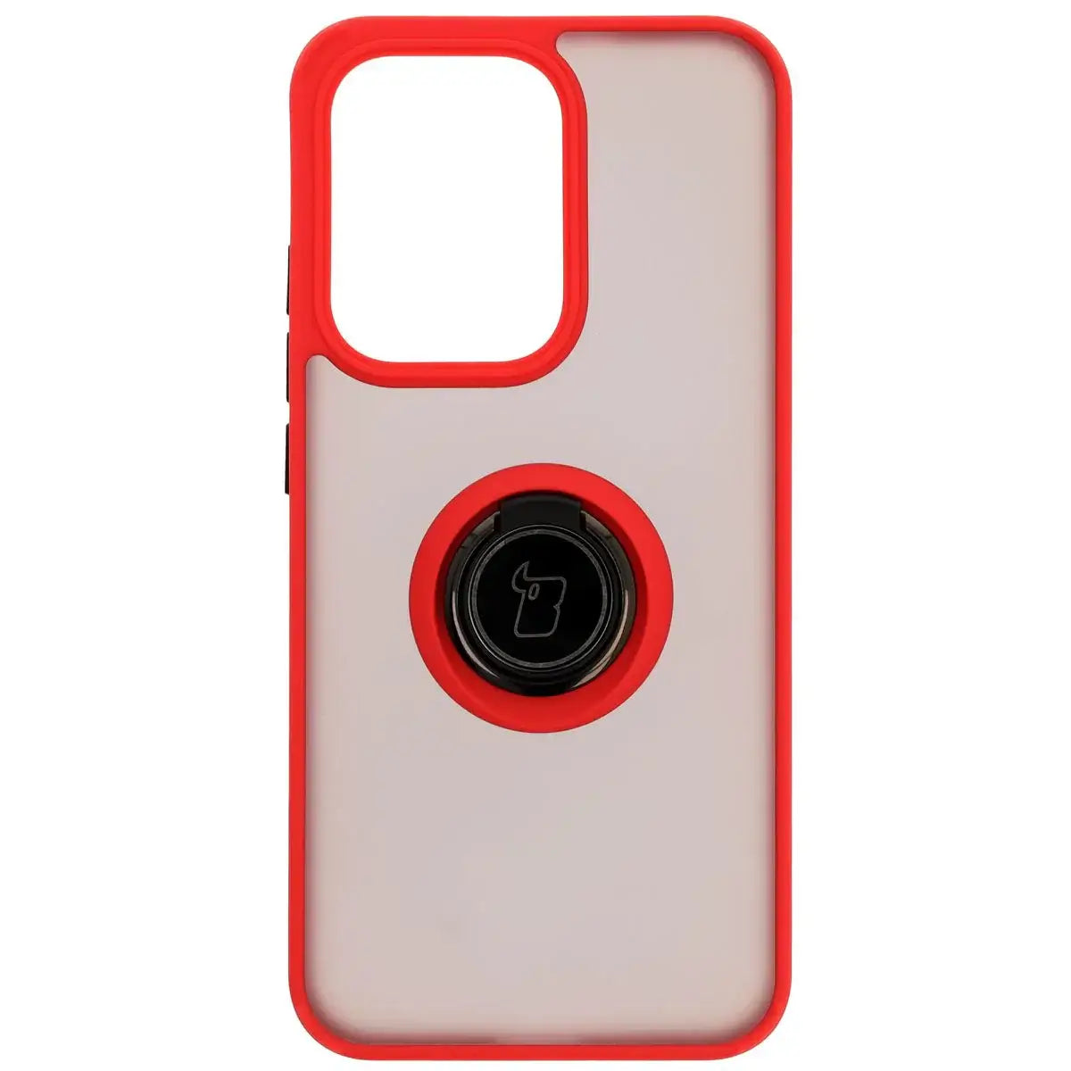 Handyhülle mit Fingergriff für Oppo Reno13, Bizon Case Hybrid Ring, getönt mit rotem Rahmen