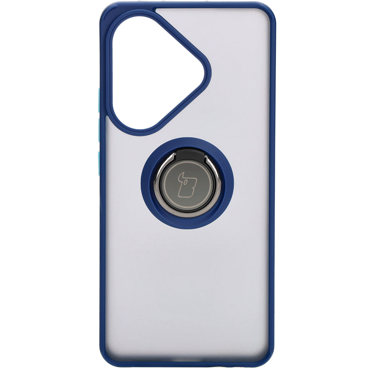 Handyhülle mit Fingergriff für Xiaomi Poco F6, Bizon Case Hybrid Ring, getönt mit dunkelblauem Rahmen