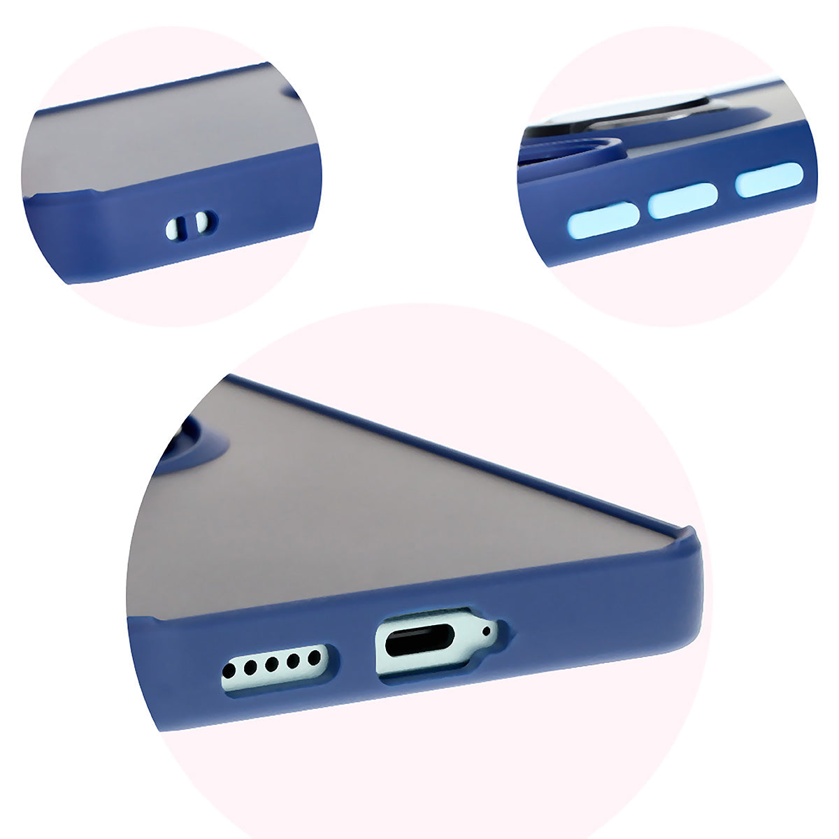 Handyhülle mit Fingergriff für Xiaomi Poco F6, Bizon Case Hybrid Ring, getönt mit dunkelblauem Rahmen