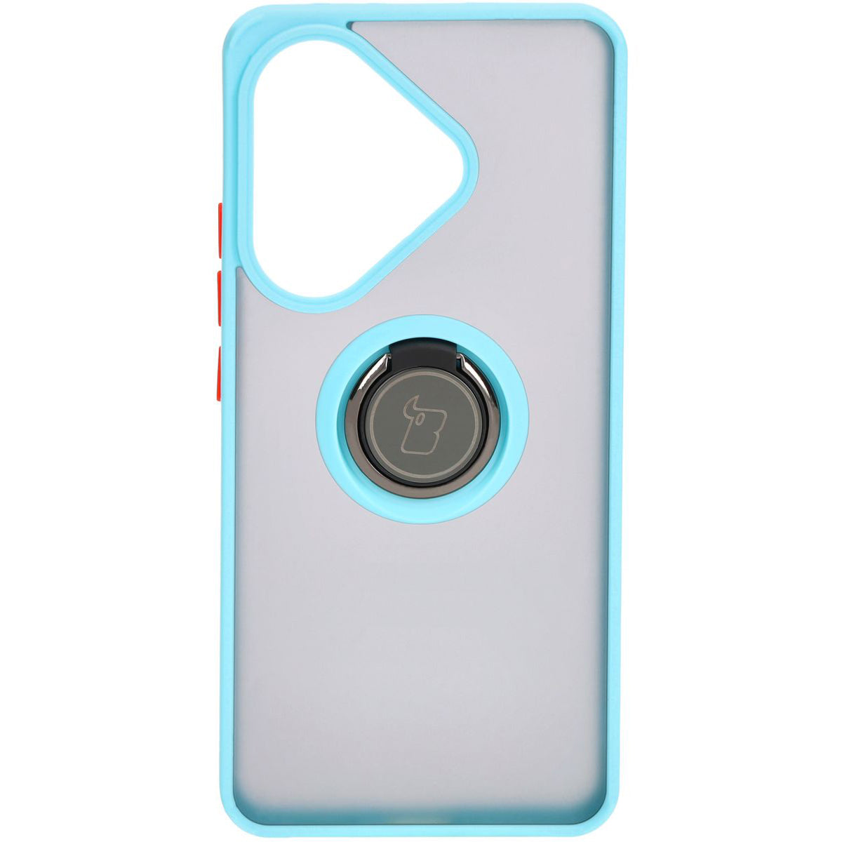 Handyhülle mit Fingergriff für Xiaomi Poco F6, Bizon Case Hybrid Ring, getönt mit hellblauem Rahmen