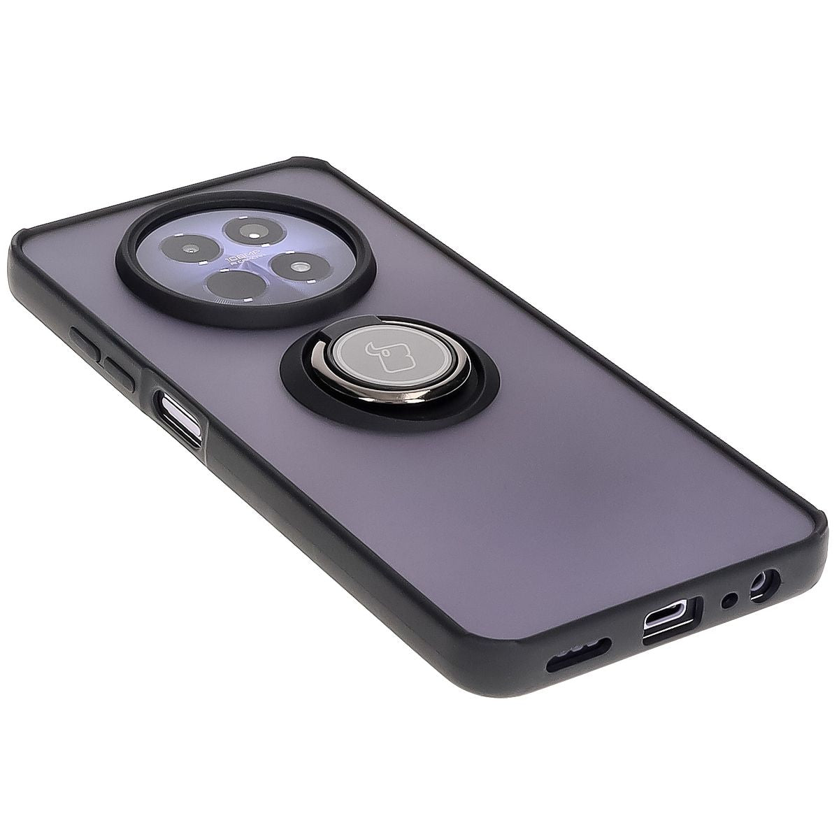 Handyhülle mit Fingergriff für Realme 12 / 12x, Bizon Case Hybrid Ring, getönt mit schwarzem Rahmen