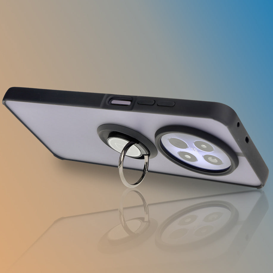 Handyhülle mit Fingergriff für Realme 12 / 12x, Bizon Case Hybrid Ring, getönt mit schwarzem Rahmen