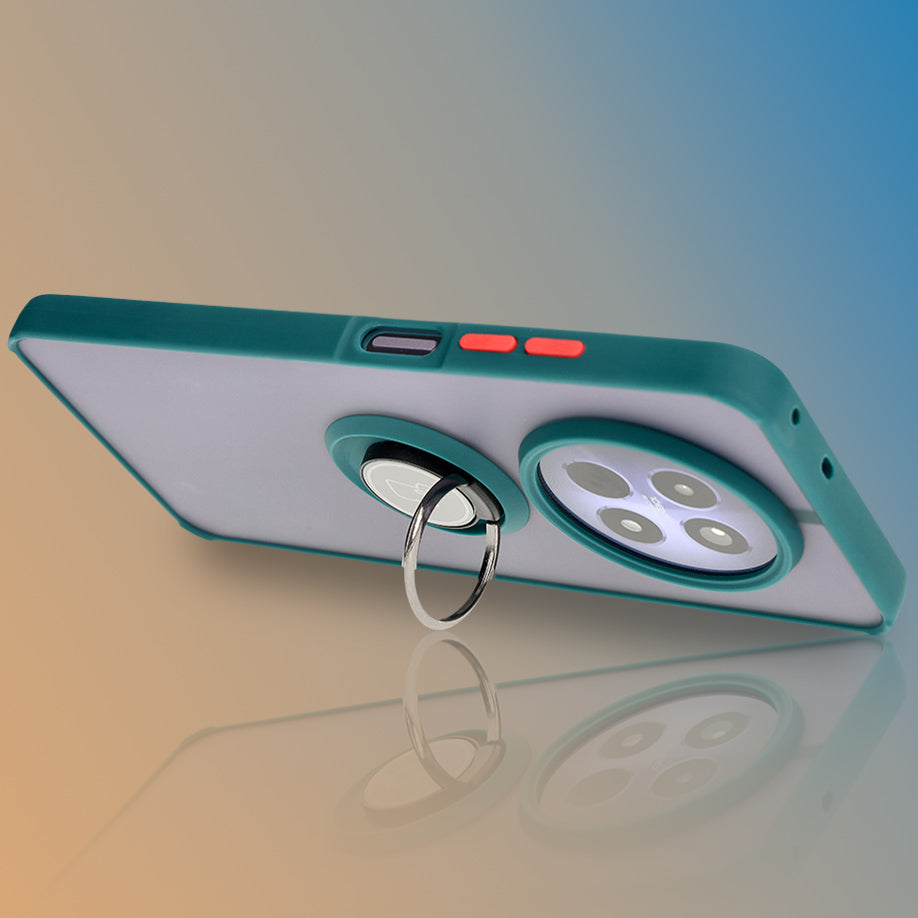 Handyhülle mit Fingergriff für Realme 12 / 12x, Bizon Case Hybrid Ring, getönt mit dunkelgrünem Rahmen