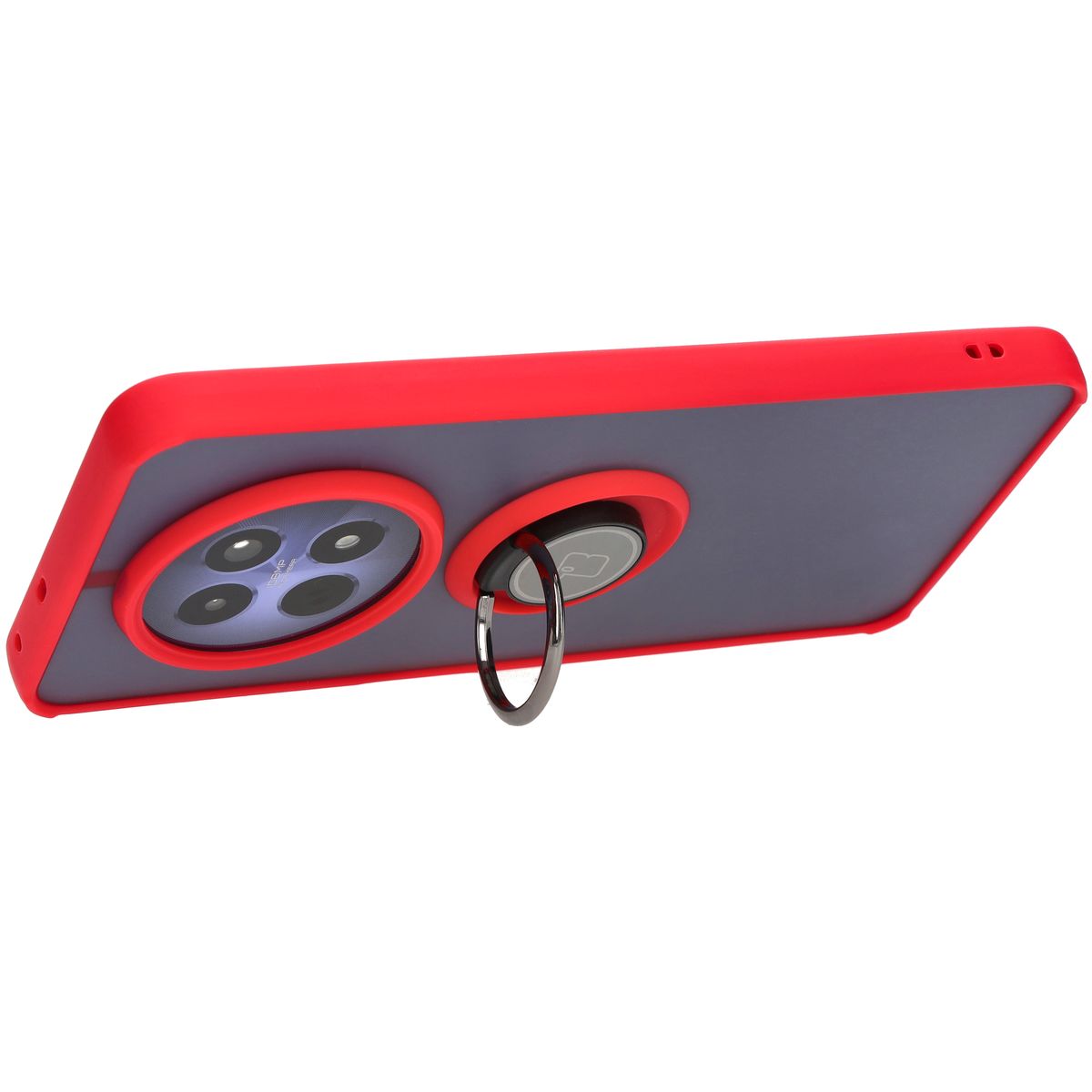 Handyhülle mit Fingergriff für Realme 12 / 12x, Bizon Case Hybrid Ring, getönt mit rotem Rahmen