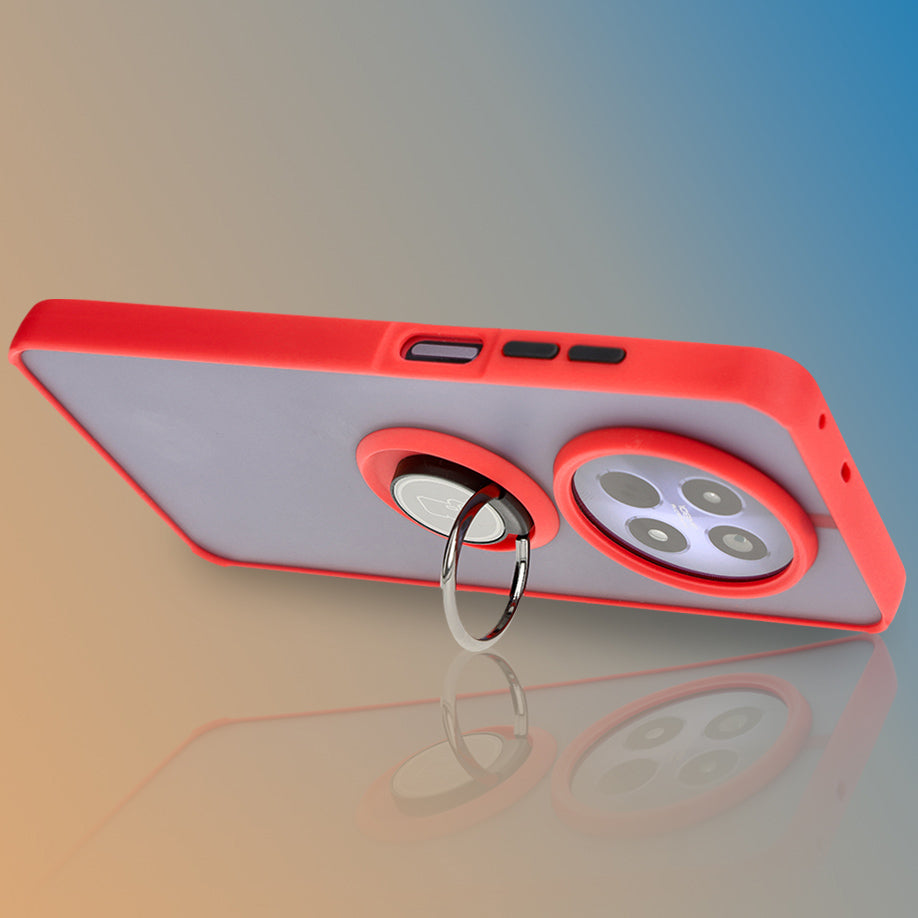 Handyhülle mit Fingergriff für Realme 12 / 12x, Bizon Case Hybrid Ring, getönt mit rotem Rahmen