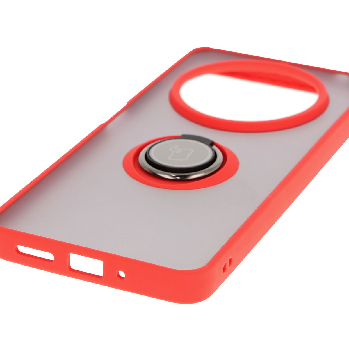 Handyhülle mit Fingergriff für Xiaomi Redmi 14C 4G / POCO C75, Bizon Case Hybrid Ring, getönt mit rotem Rahmen