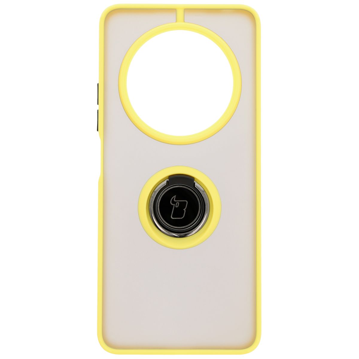 Handyhülle mit Fingergriff für Xiaomi Redmi 14C 4G / POCO C75, Bizon Case Hybrid Ring, getönt mit gelbem Rahmen