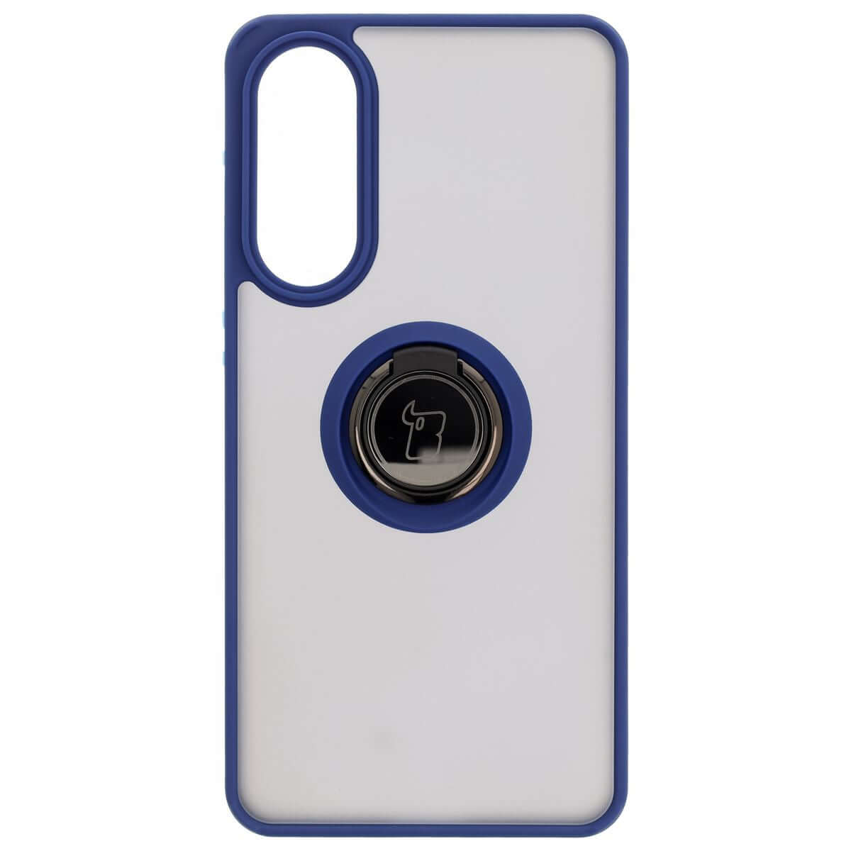 Handyhülle mit Fingergriff für Galaxy S25 Edge, Bizon Case Hybrid Ring, getönt mit dunkelblauem Rahmen