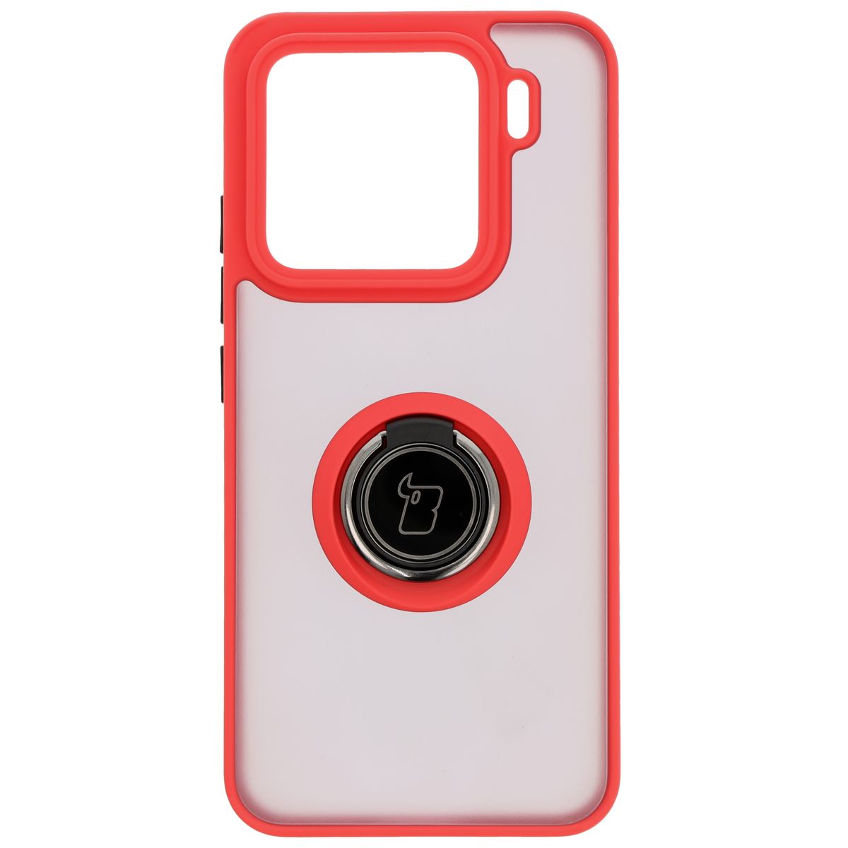 Handyhülle mit Fingergriff für Xiaomi 15, Bizon Case Hybrid Ring, getönt mit rotem Rahmen