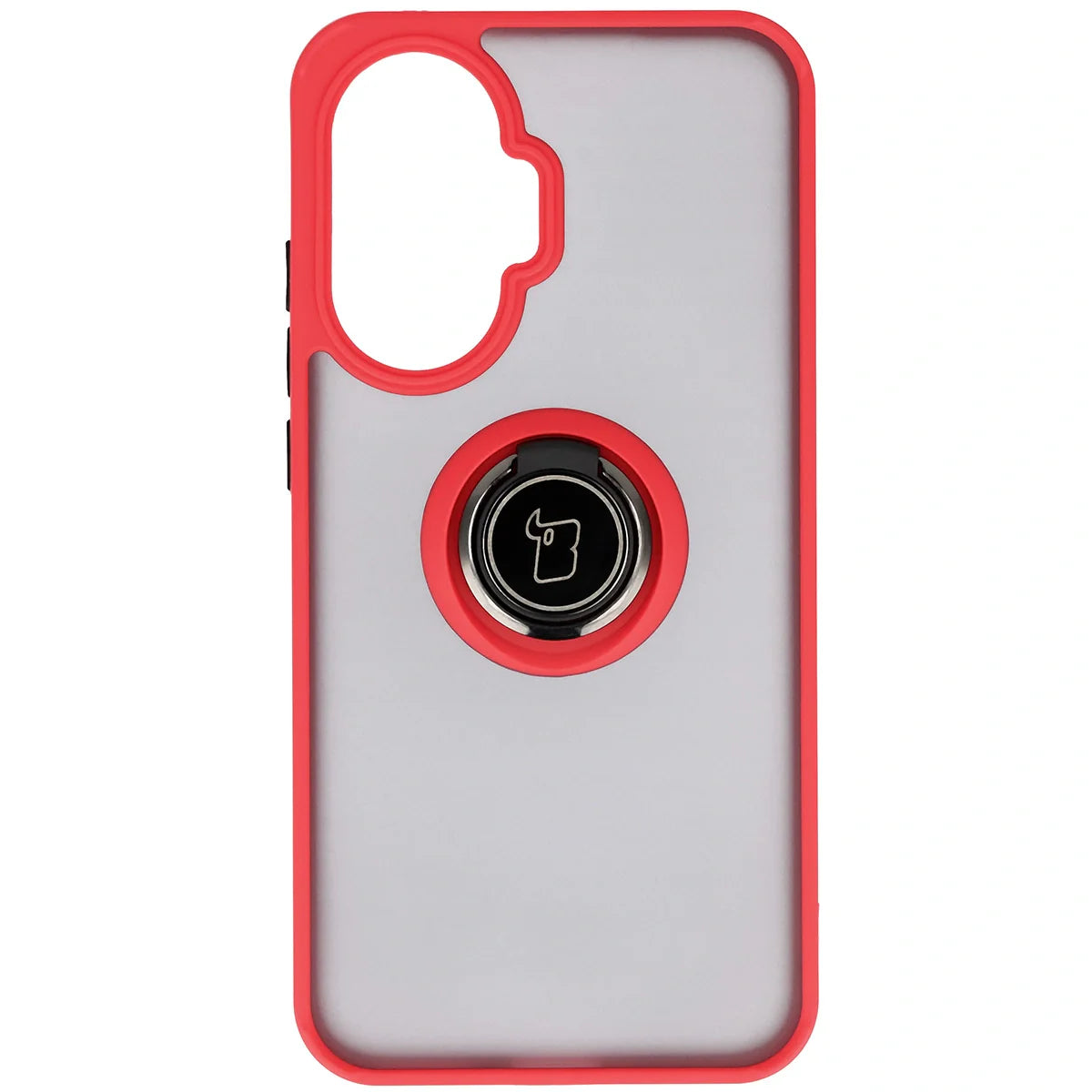 Handyhülle mit Fingergriff für Xiaomi POCO F7, Bizon Case Hybrid Ring, getönt mit rotem Rahmen