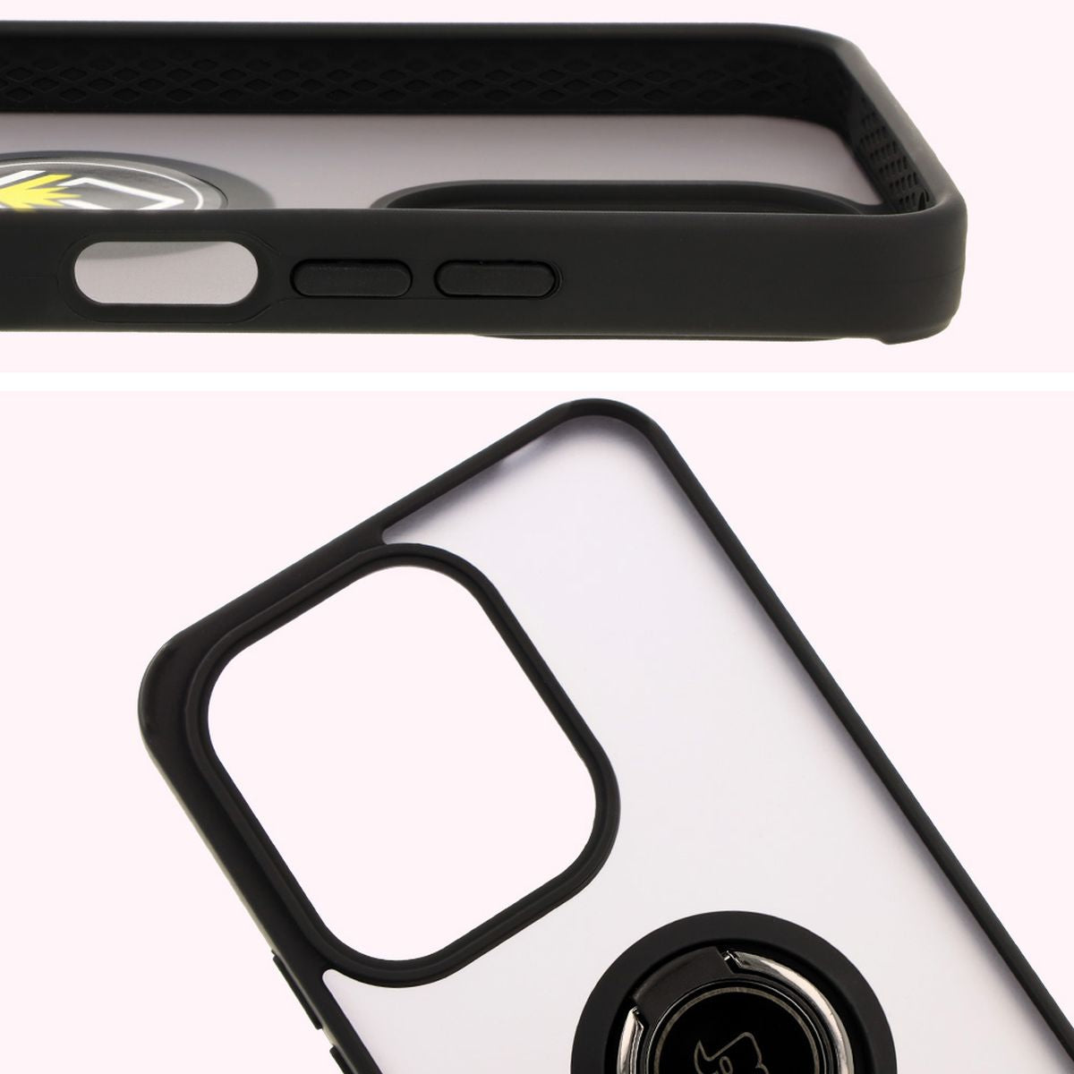 Handyhülle mit Fingergriff für Xiaomi Redmi 13 4G, Bizon Case Hybrid Ring, getönt mit schwarzem Rahmen
