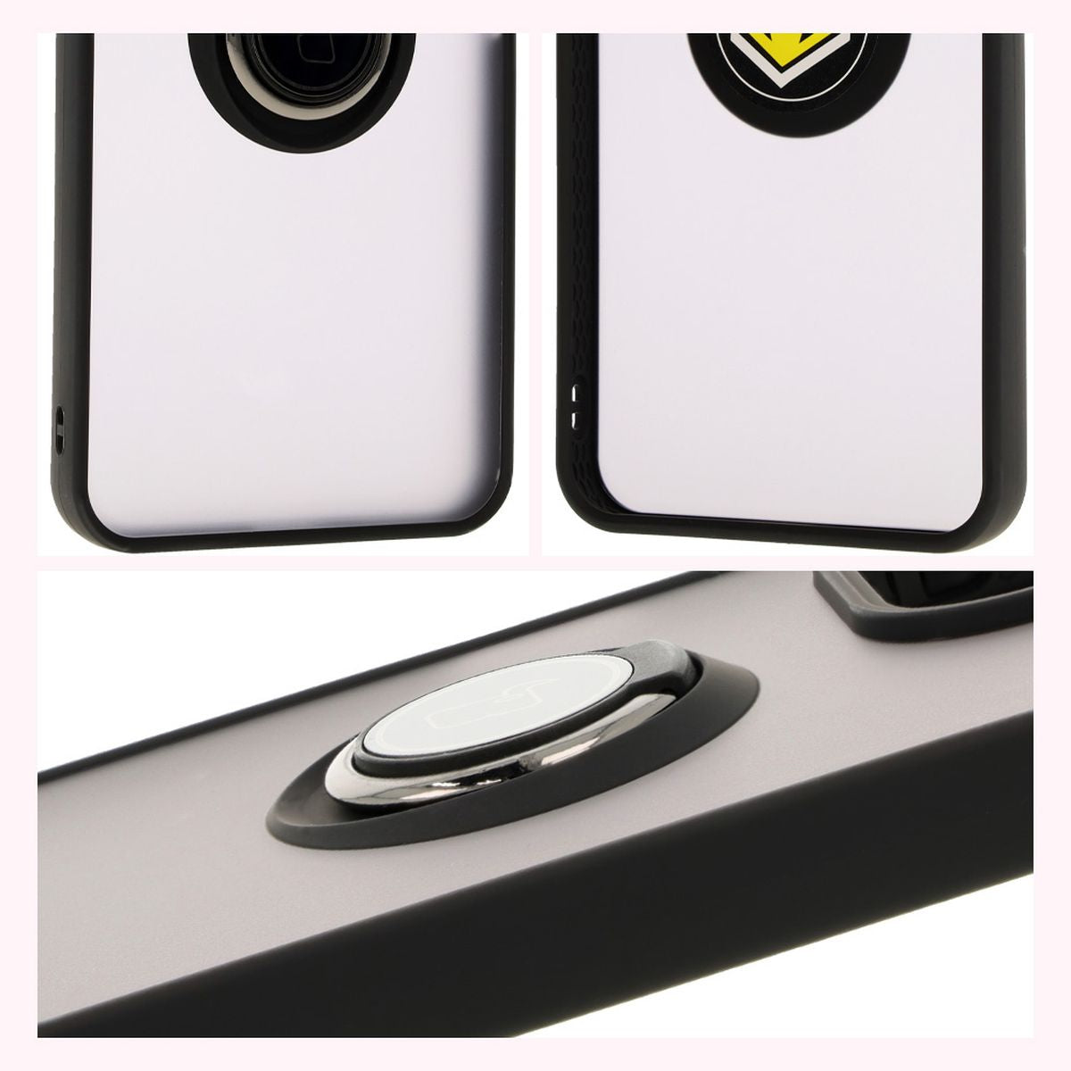 Handyhülle mit Fingergriff für Xiaomi Redmi 13 4G, Bizon Case Hybrid Ring, getönt mit schwarzem Rahmen